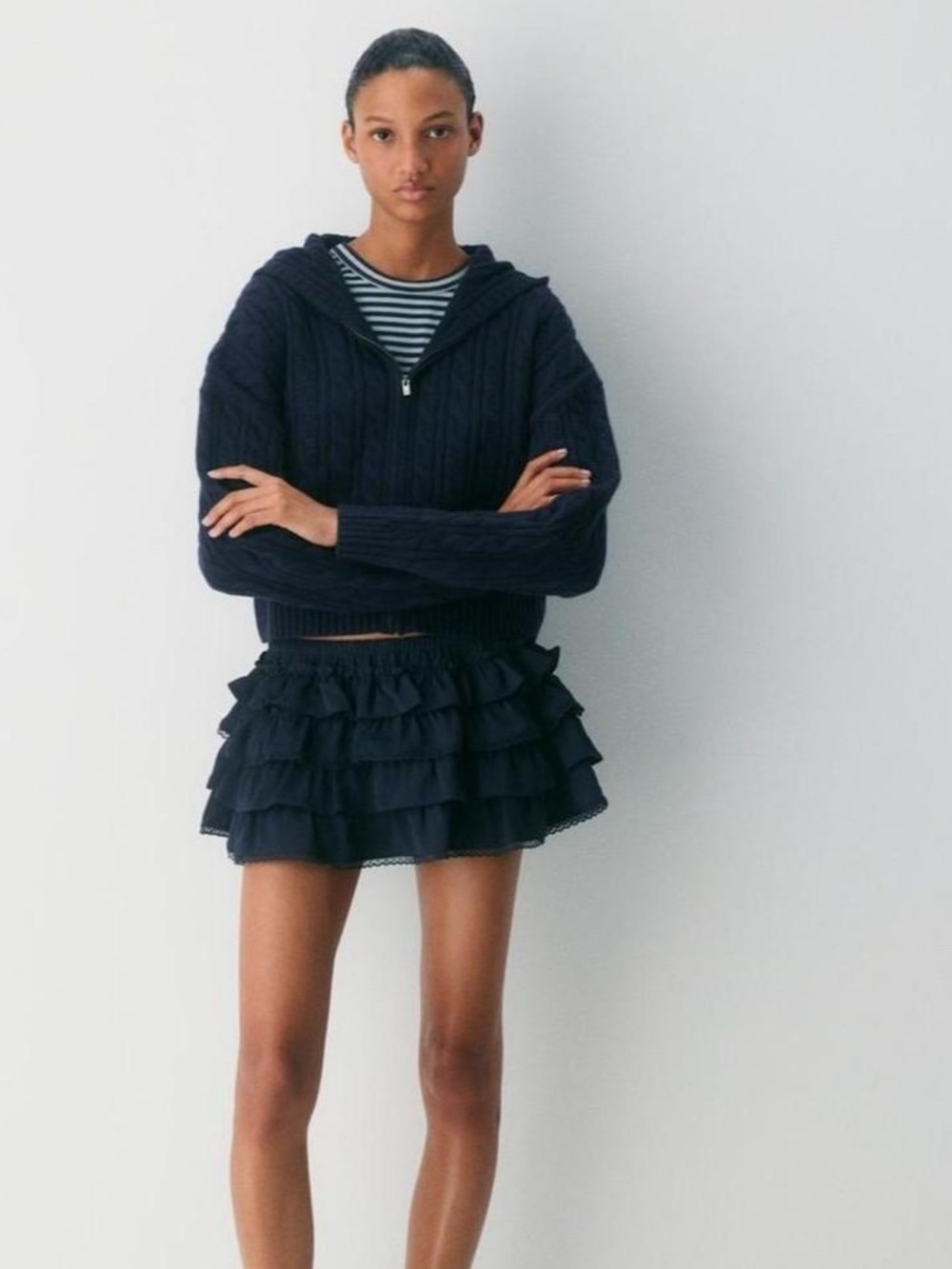 Sunday Best Navy Zipper Cardigan